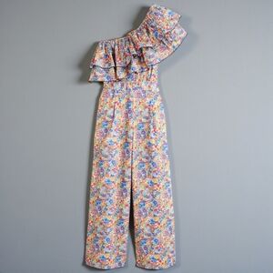 J. Crew One Shoulder Ruffle Jumpsuit Liberty Print Size 2